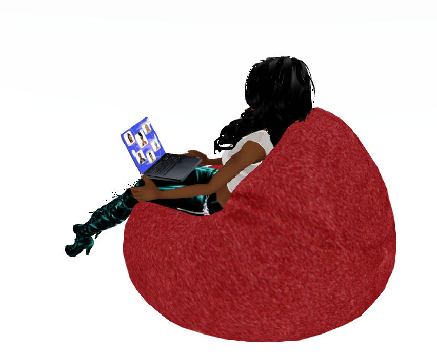 laptop with beanbag chair
